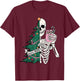 Funny Christmas Sorta Merry Sorta Scary Skeleton Xmas Tree T-Shirt - T-Shirt | Maroon