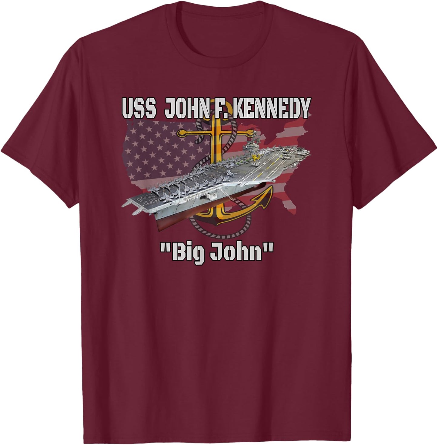 Aircraft Carrier USS John F. Kennedy CV-67 CVA-67 Veterans T-Shirt - T-Shirt | Maroon