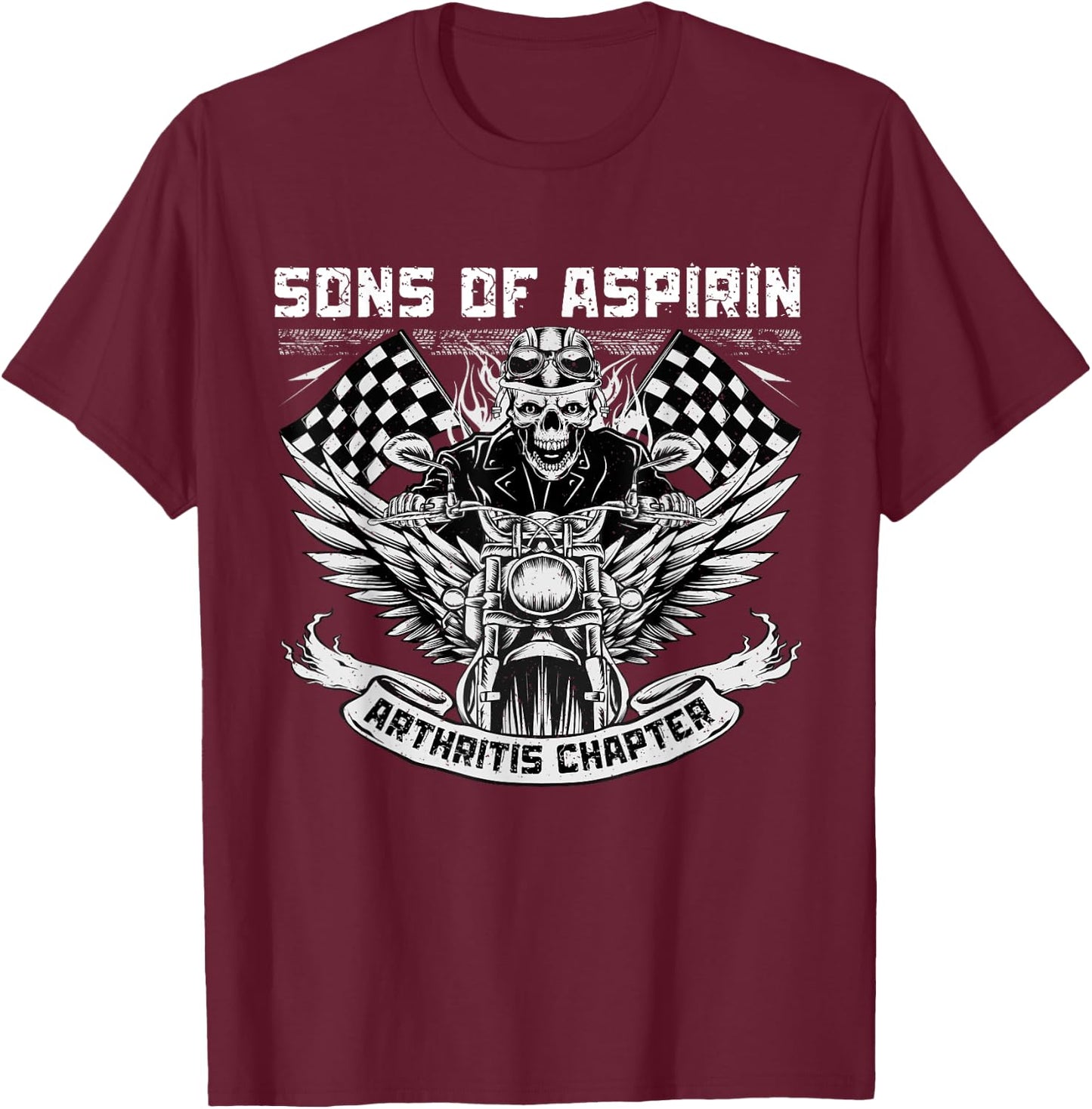 Sons Of Aspirin Arthritis Chapter Women Funny Biker T-Shirt - T-Shirt | Maroon