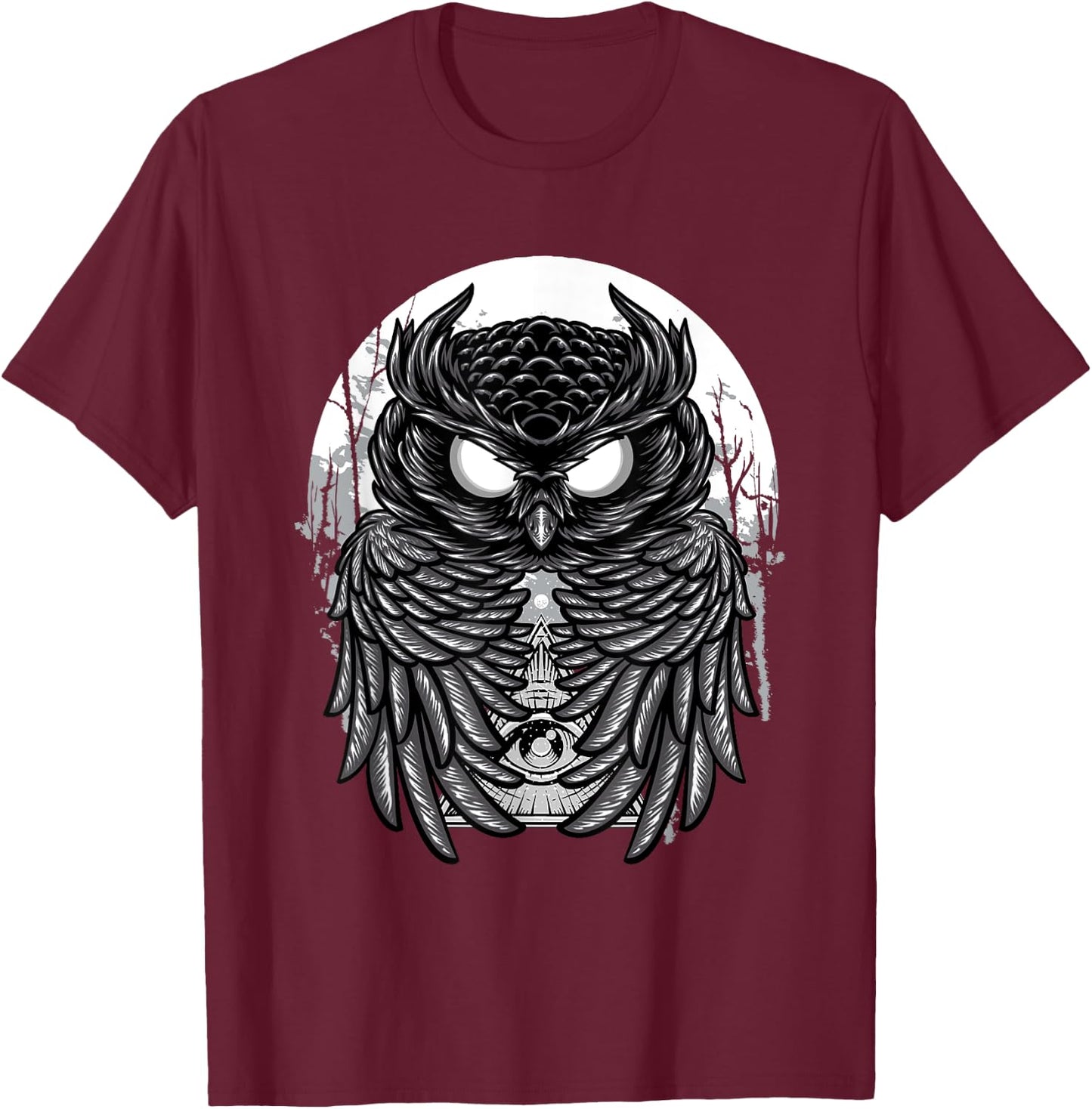 Spooky Midnight Owl - Goth Birds Animal Lover Ornithology T-Shirt - T-Shirt | Maroon