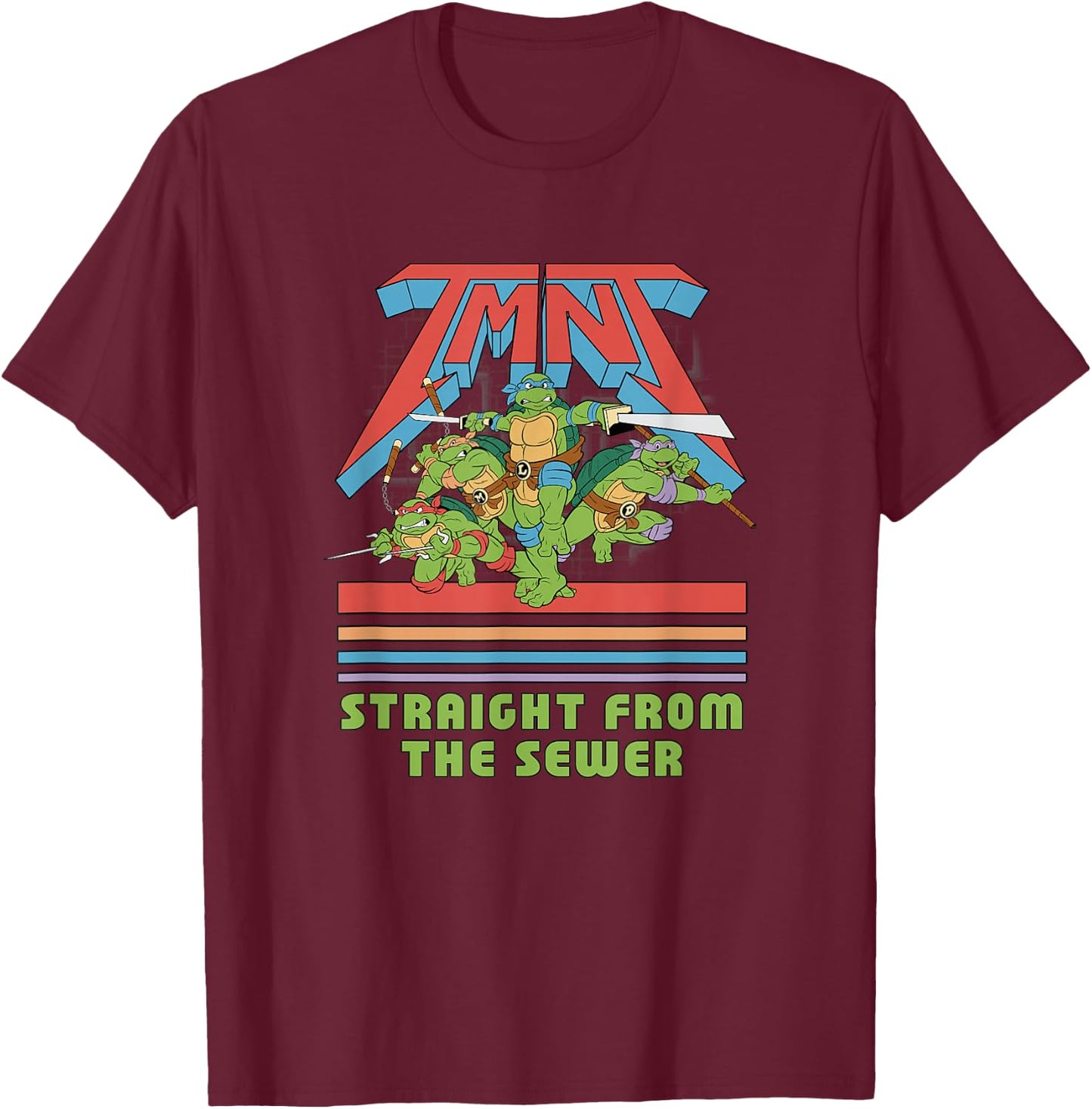 Teenage Mutant Ninja Turtles Straight From The Sewer Retro T-Shirt - T-Shirt | Maroon