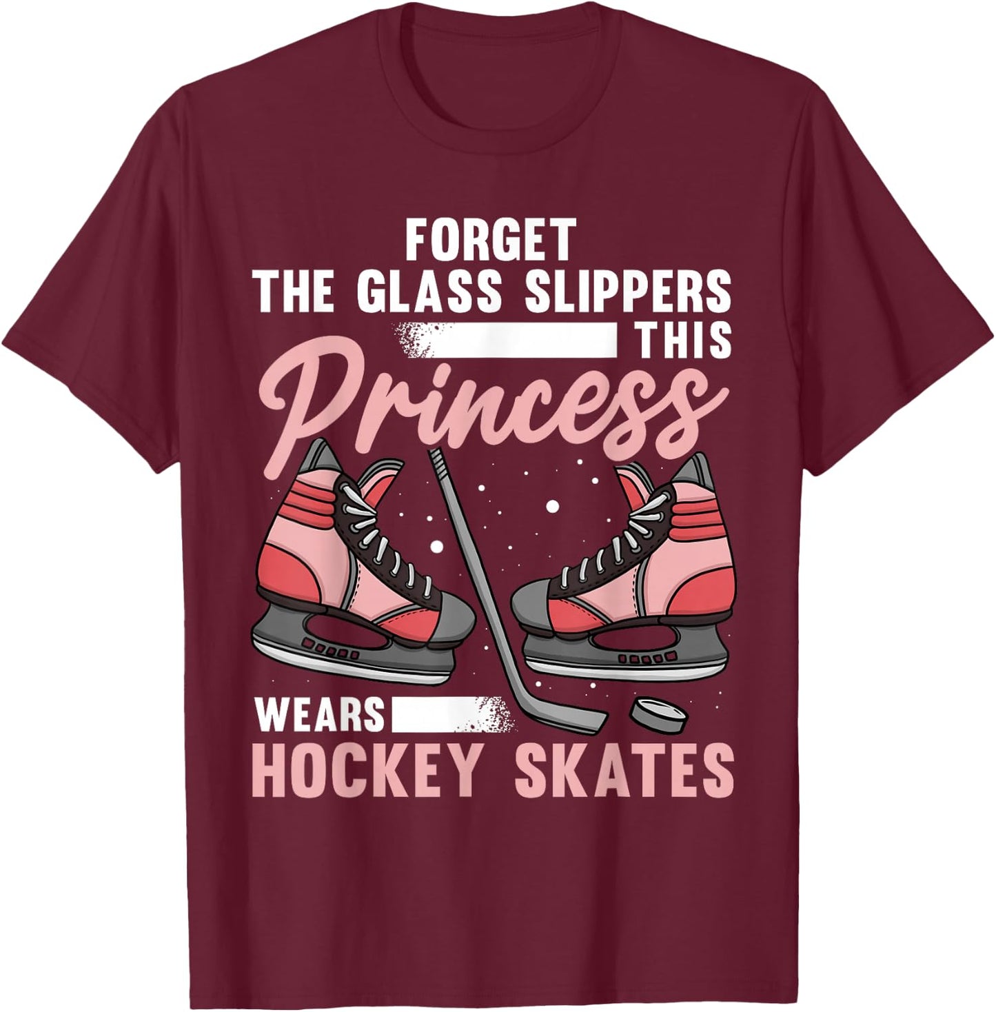 Funny Ice Hockey Art Girls Ice Hockey Player Lover T-Shirt - T-Shirt | Maroon