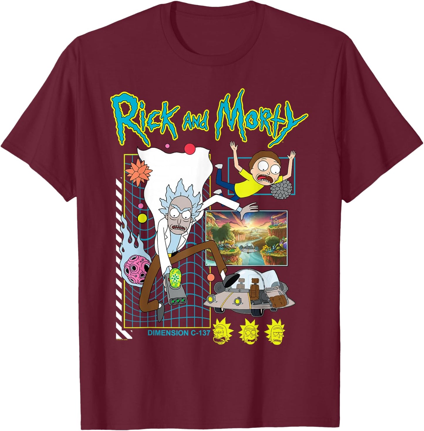 Rick and Morty Scene Adult Cartoon Fashion T-Shirt - T-Shirt | Maroon