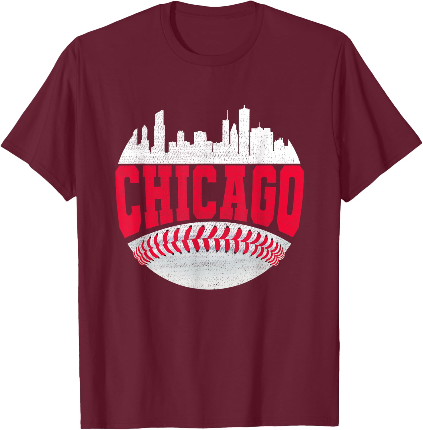 Funny Chicago Vintage Baseball Lover Player Graphic T-Shirt - T-Shirt | Maroon
