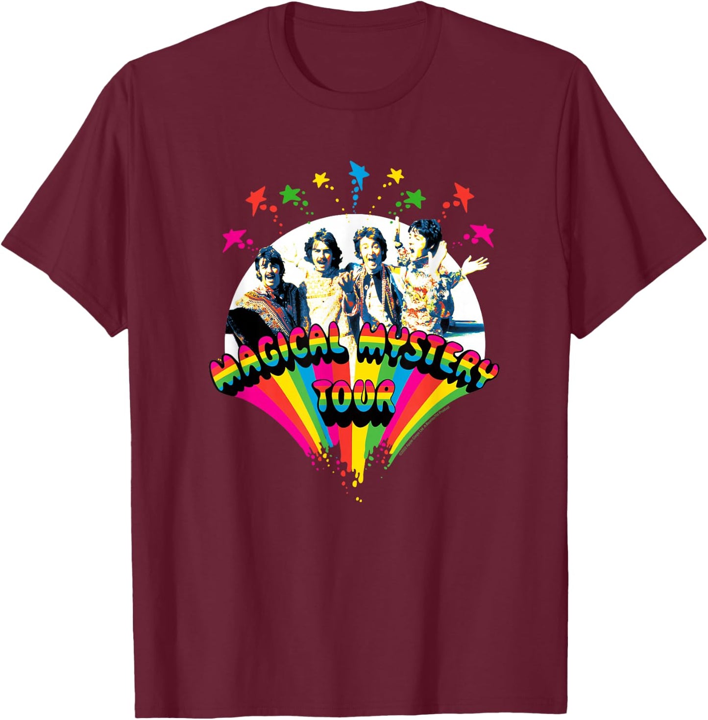 The Beatles - Magical Mystery Tour with Group Members T-Shirt - T-Shirt | Maroon