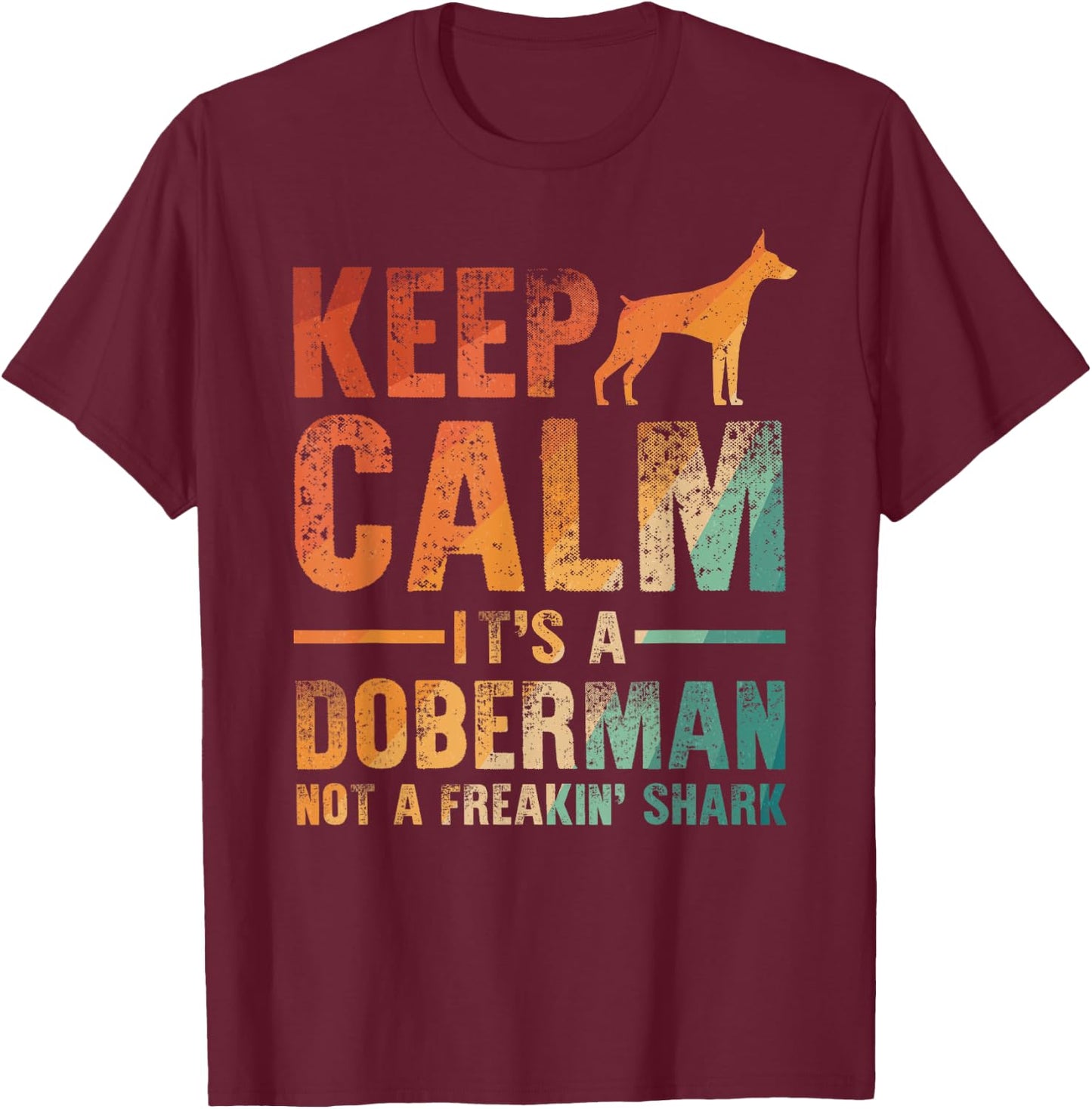 Funny Doberman Art Men Women Doberman Pinscher Dog Walker T-Shirt - T-Shirt | Maroon