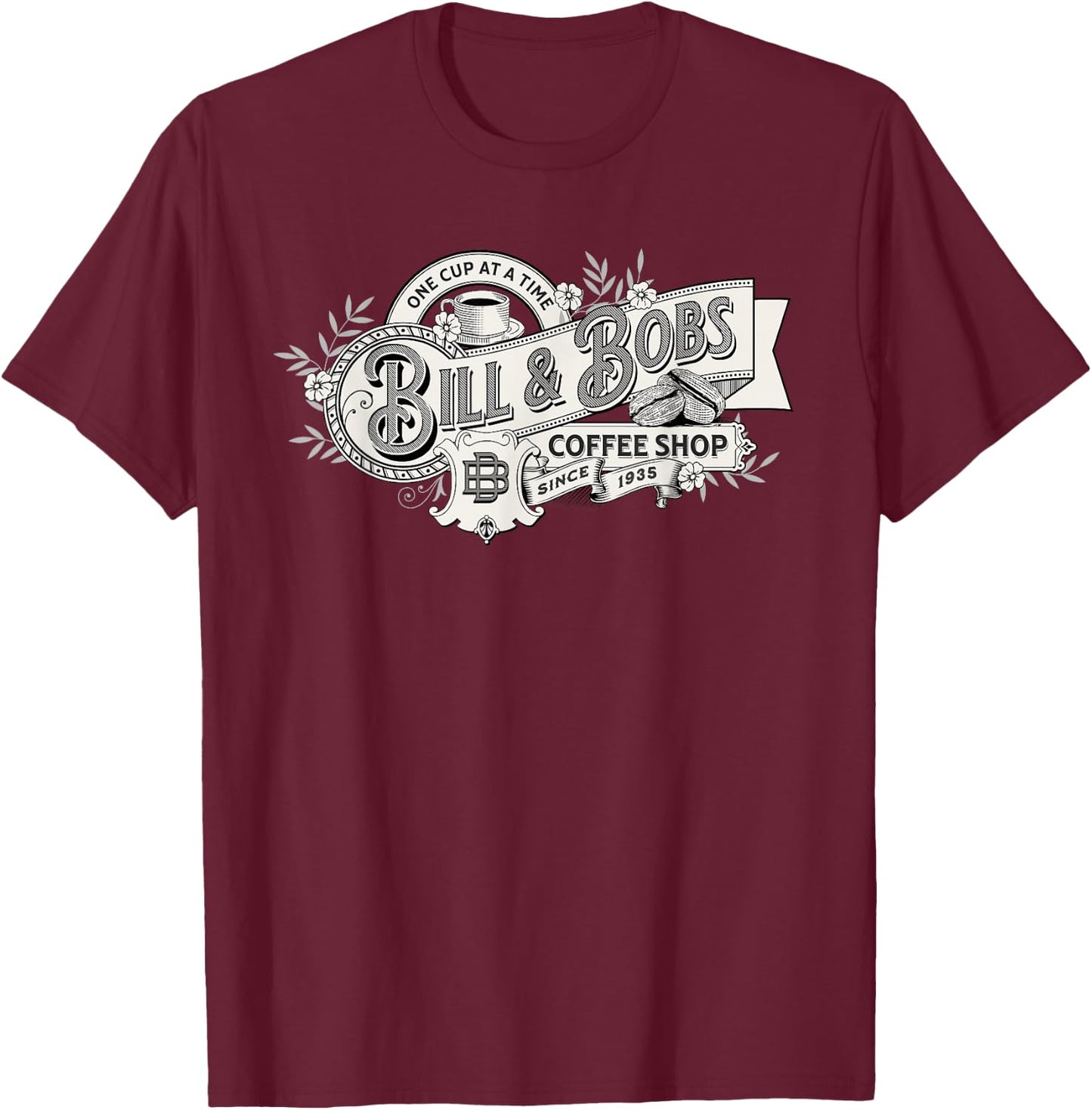Bill and Bob's Coffee Shop Vintage AA 12 Step Recovery Sober T-Shirt - T-Shirt | Maroon
