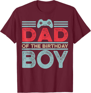Dad of the Birthday Boy Matching Video Gamer Birthday Party T-Shirt - T-Shirt | Maroon