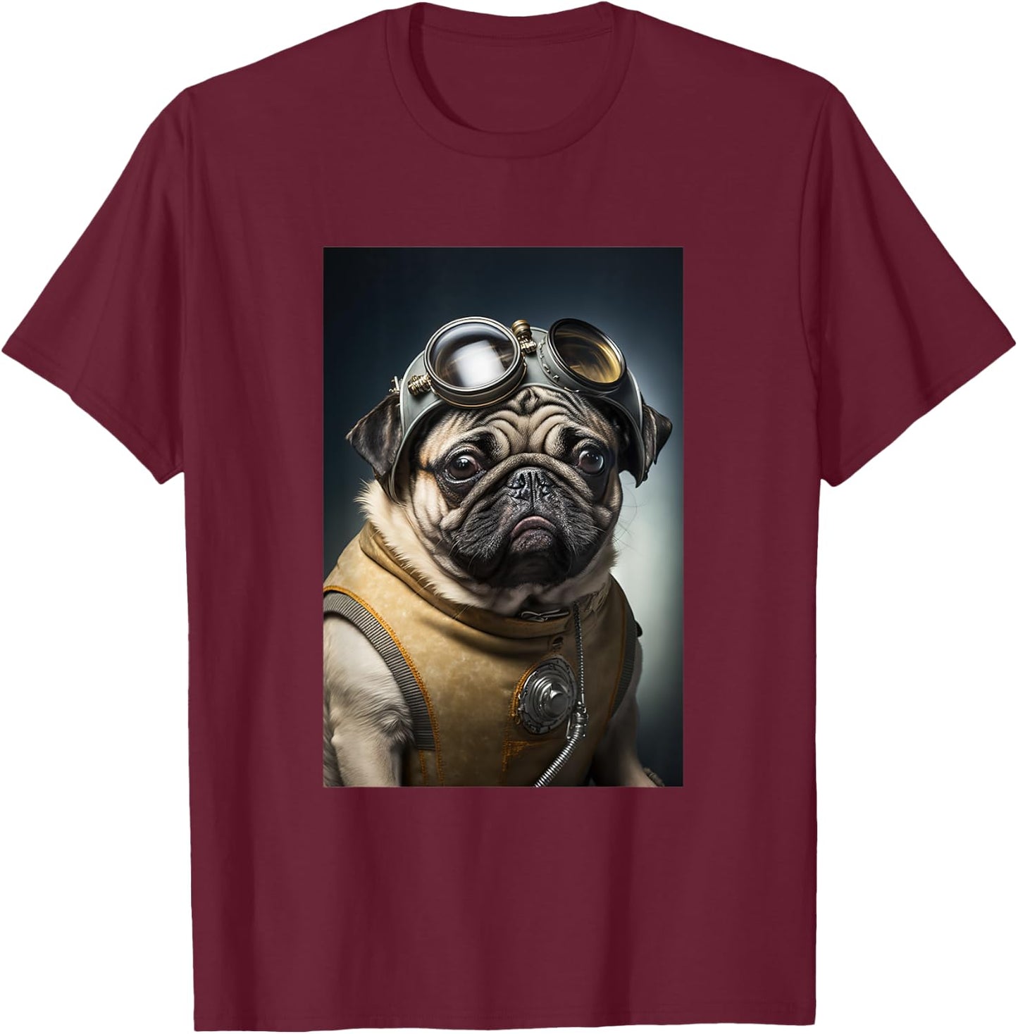 Space Smart Dog Kawaii Cute Pug PD Men Women Kids T-Shirt - T-Shirt | Maroon