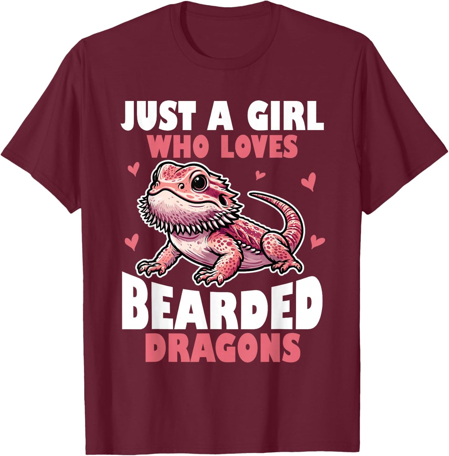 Funny Just a Girl Who Loves Bearded Dragons Reptile Lover T-Shirt - T-Shirt | Maroon