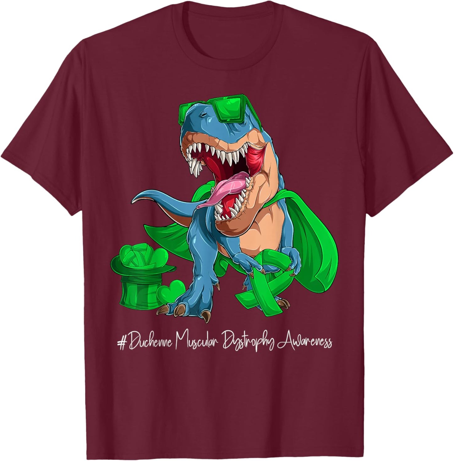 Duchenne Muscular Dystrophy Awareness Month Green Ribbon T-Shirt - T-Shirt | Maroon