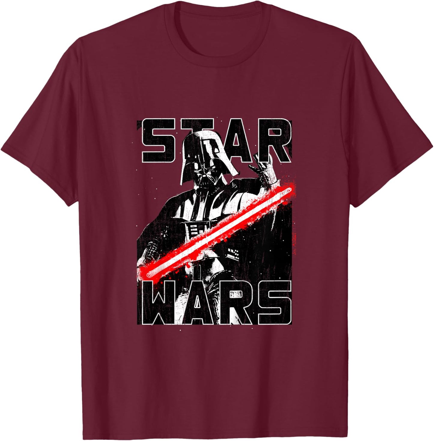 Kids Star Wars Classic Distressed Darth Vader Retro Lightning T-Shirt - T-Shirt | Maroon