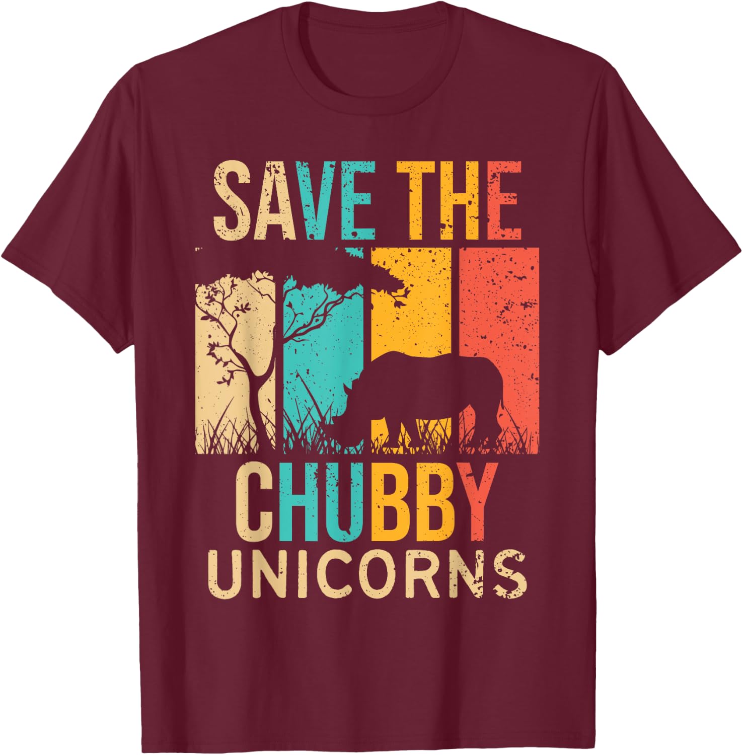 Save the Chubby Unicorns - Rhino Fat Unicorn Rhinoceros T-Shirt - T-Shirt | Maroon