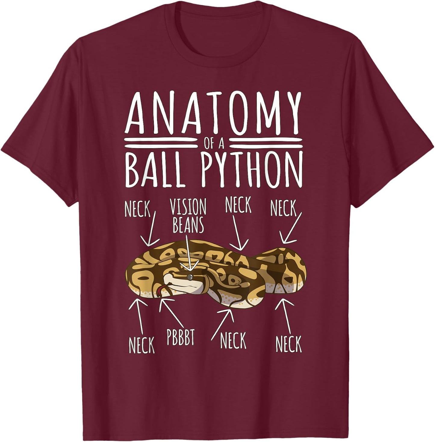 Python Snake Owner - Anatomy Of A Ball Python T-Shirt - T-Shirt | Maroon