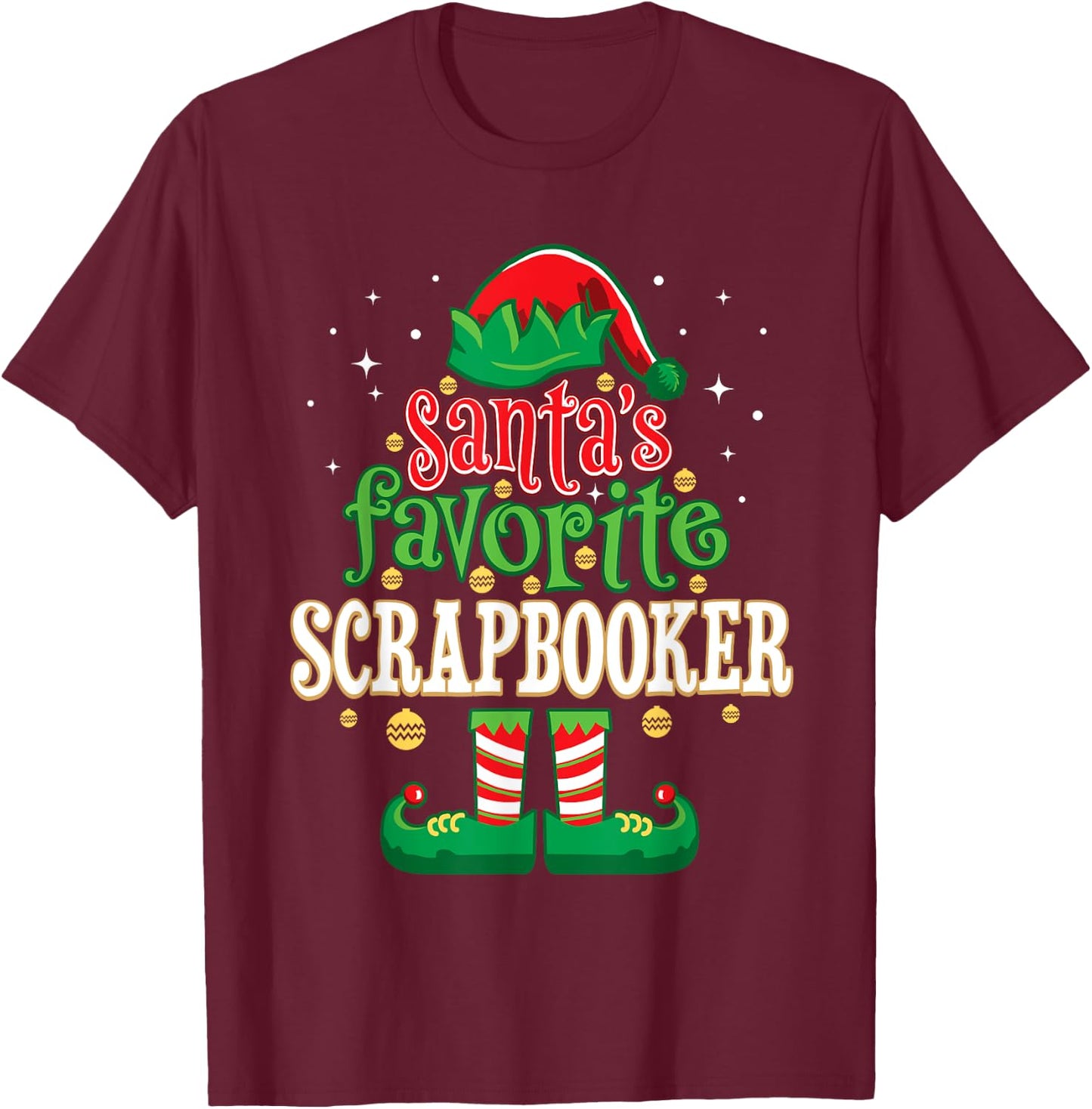 Santa's Favorite Scrapbooker Christmas Matching Scrapbooking T-Shirt - T-Shirt | Maroon