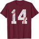 Number #14 Vintage 14th Birthday Baseball Lover 14 Years Old T-Shirt - T-Shirt | Maroon