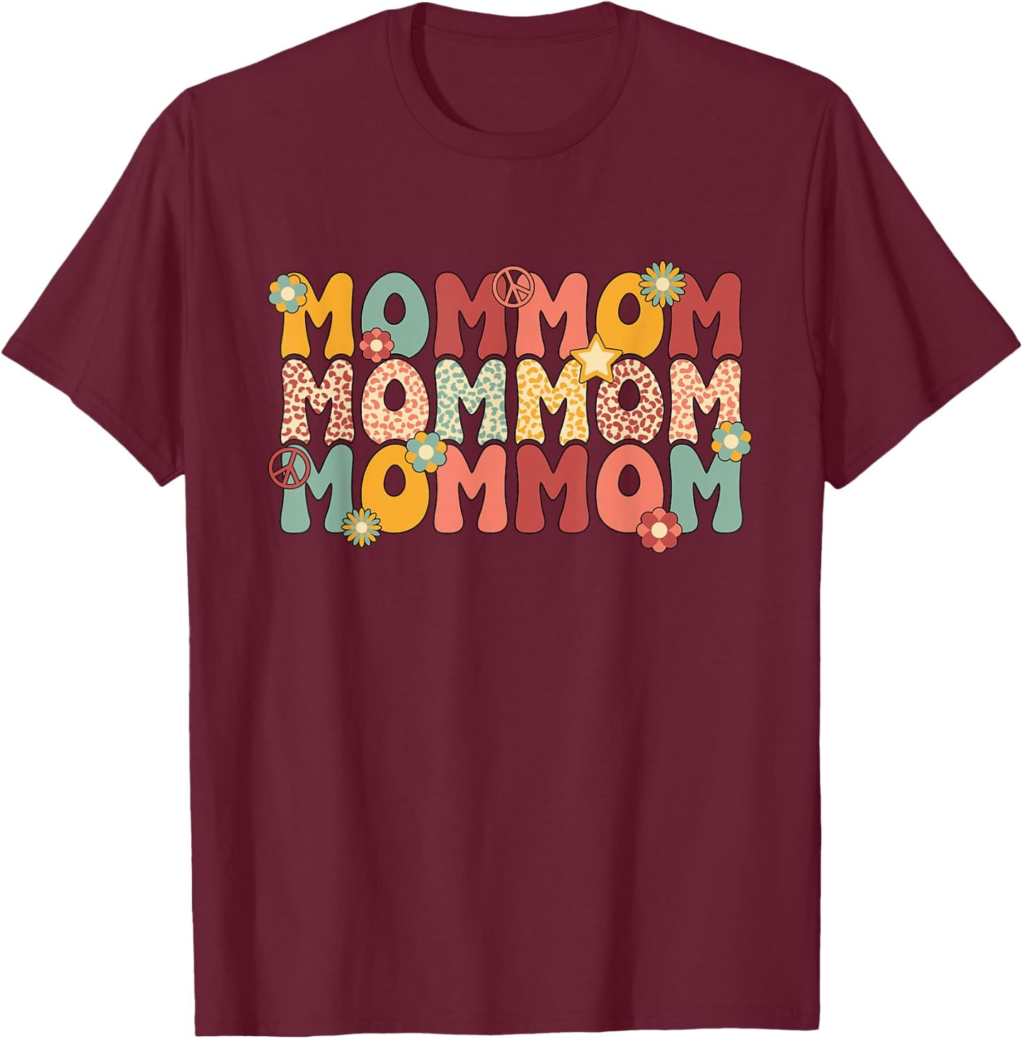 Mommom Grandma Groovy Mommom Grandmother T-Shirt - T-Shirt | Maroon
