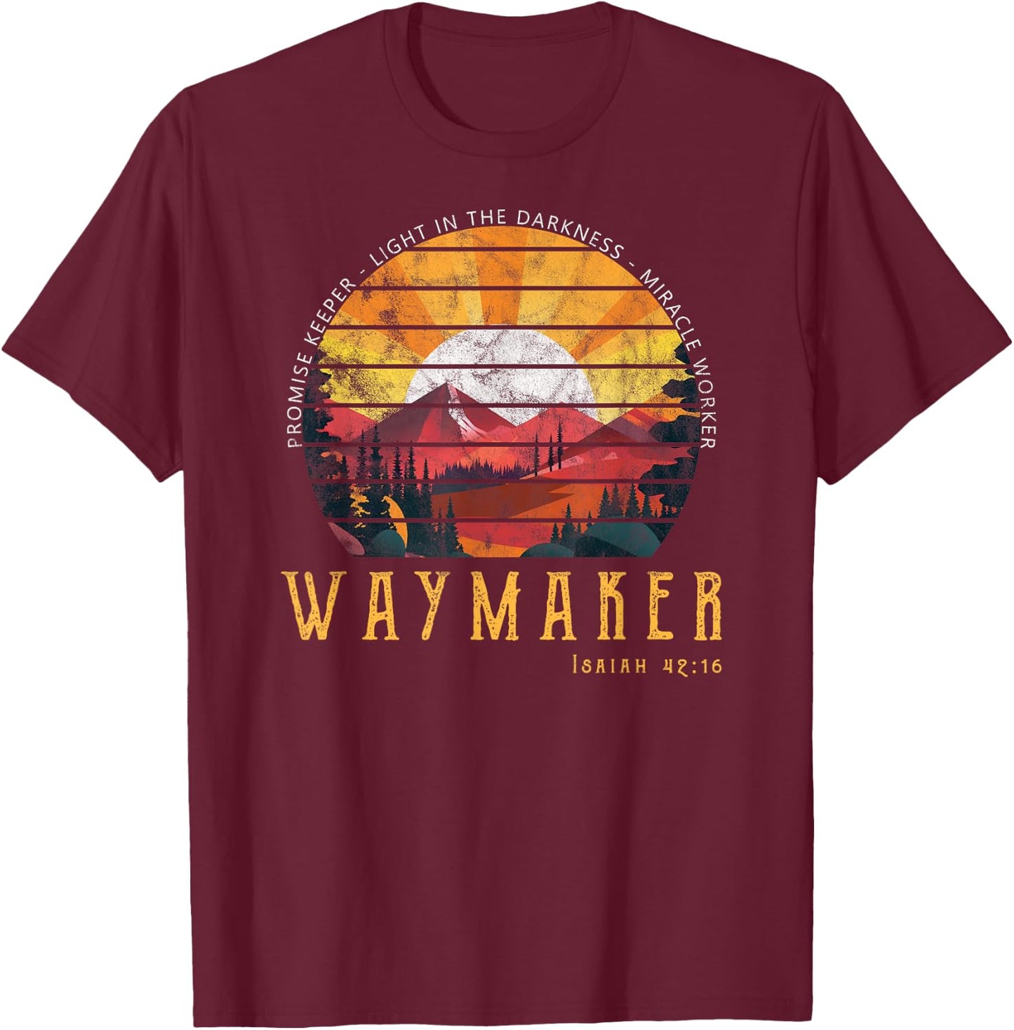 Vintage Waymaker Promise Keeper Miracle Worker Christian T-Shirt - T-Shirt | Maroon
