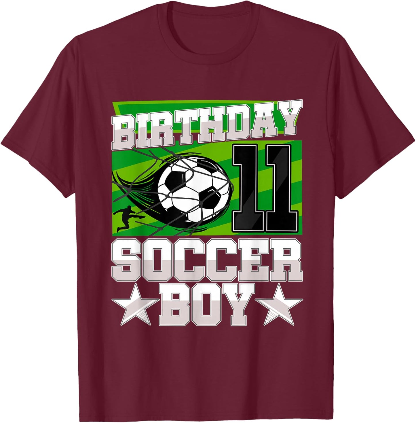 Soccer Birthday Party - 11th Birthday Boy 11 Years Old T-Shirt - T-Shirt | Maroon