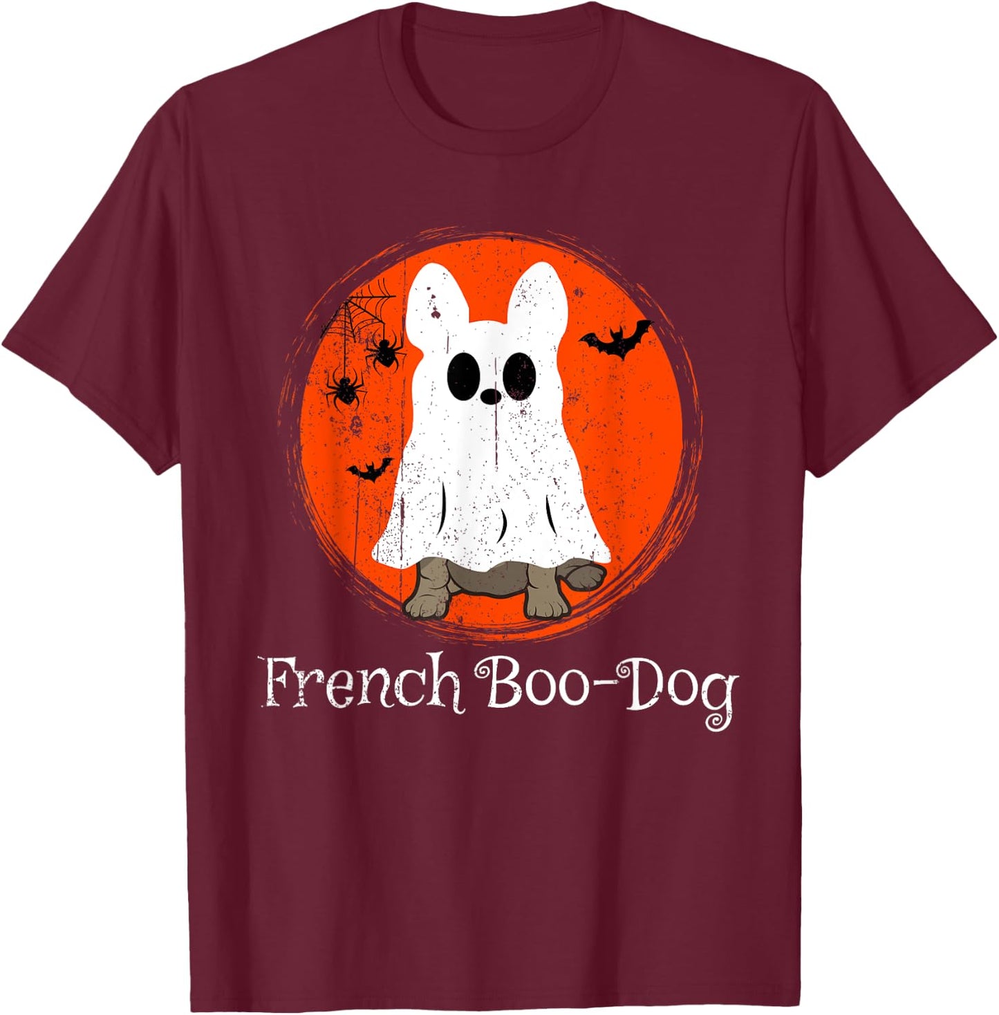 Halloween Frenchie French Bulldog Boo-Dog Dog Lover Owner Women Kids T-Shirt - T-Shirt | Maroon