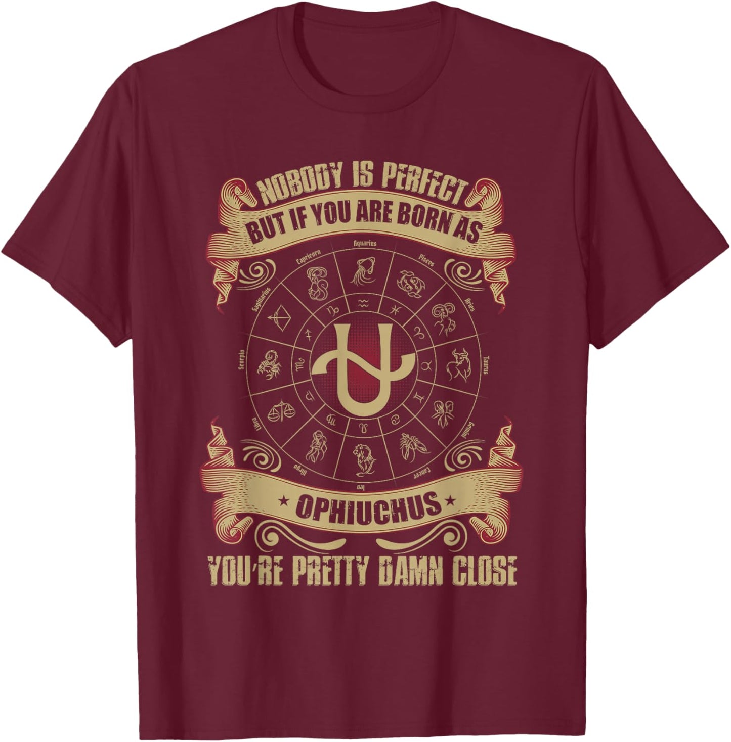 Fancy Ophiuchus November Zodiac Design T-Shirt - T-Shirt | Maroon
