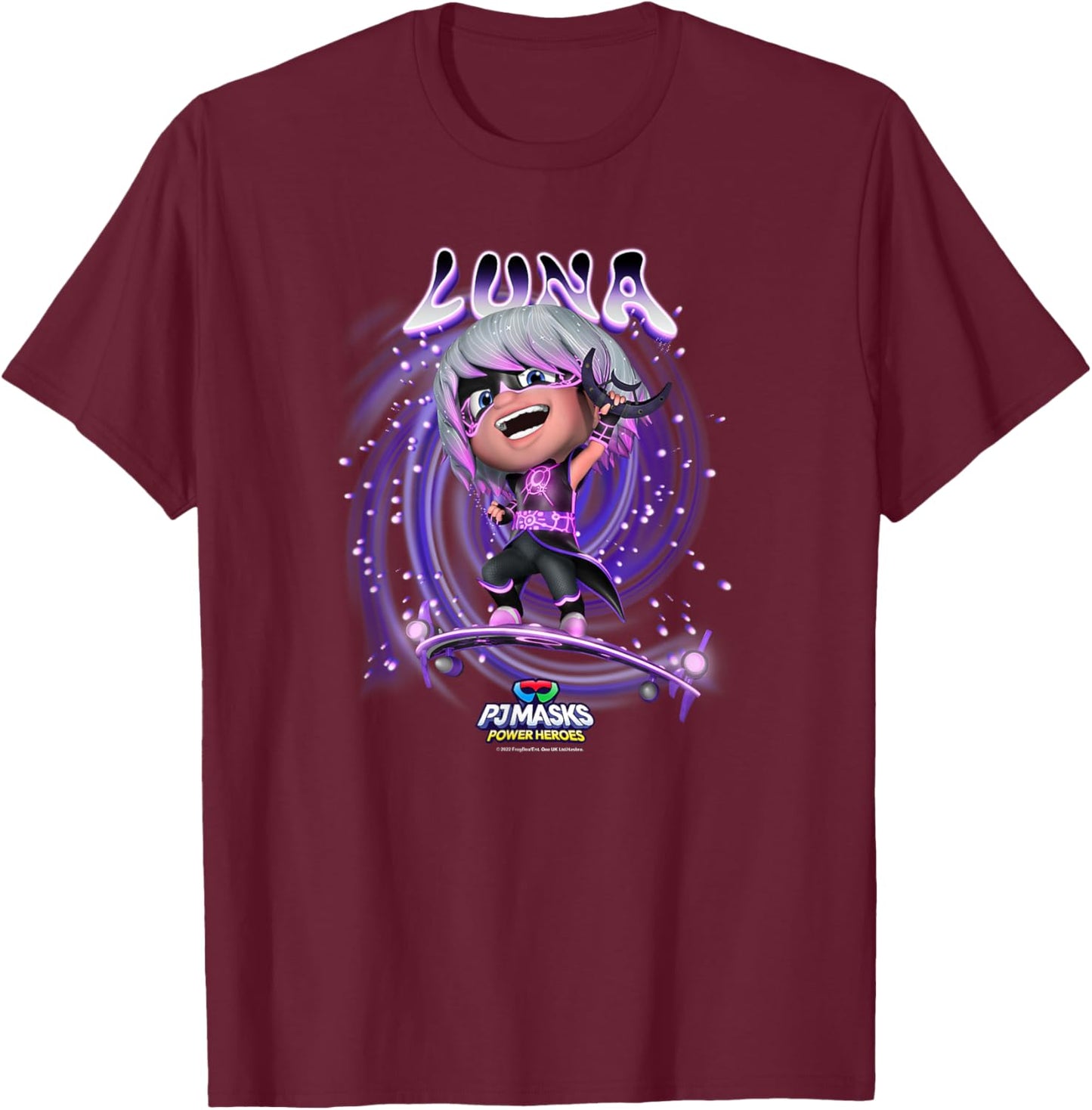 PJ Masks Luna Girl Celestial Ride Magic Villain Logo T-Shirt - T-Shirt | Maroon