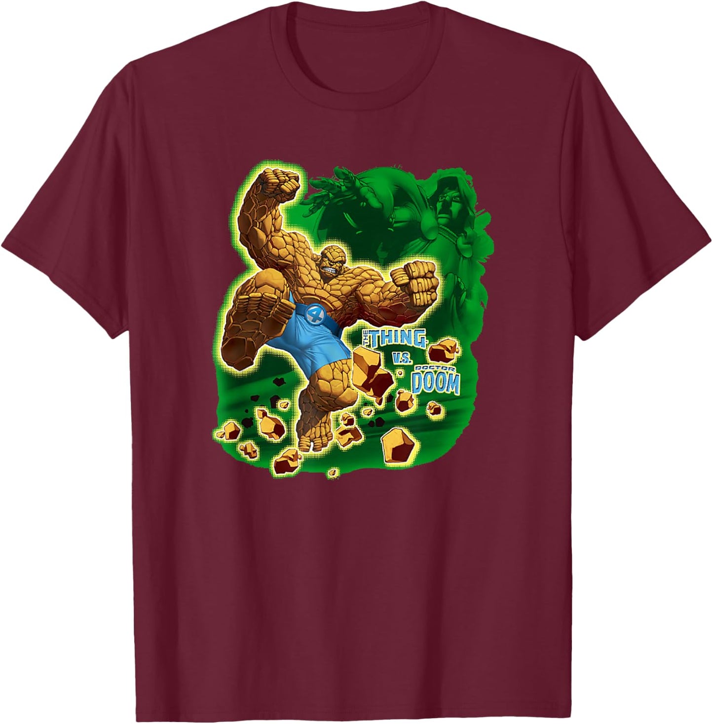 Marvel Fantastic Four The Thing Vs Doctor Doom Vintage T-Shirt - T-Shirt | Maroon