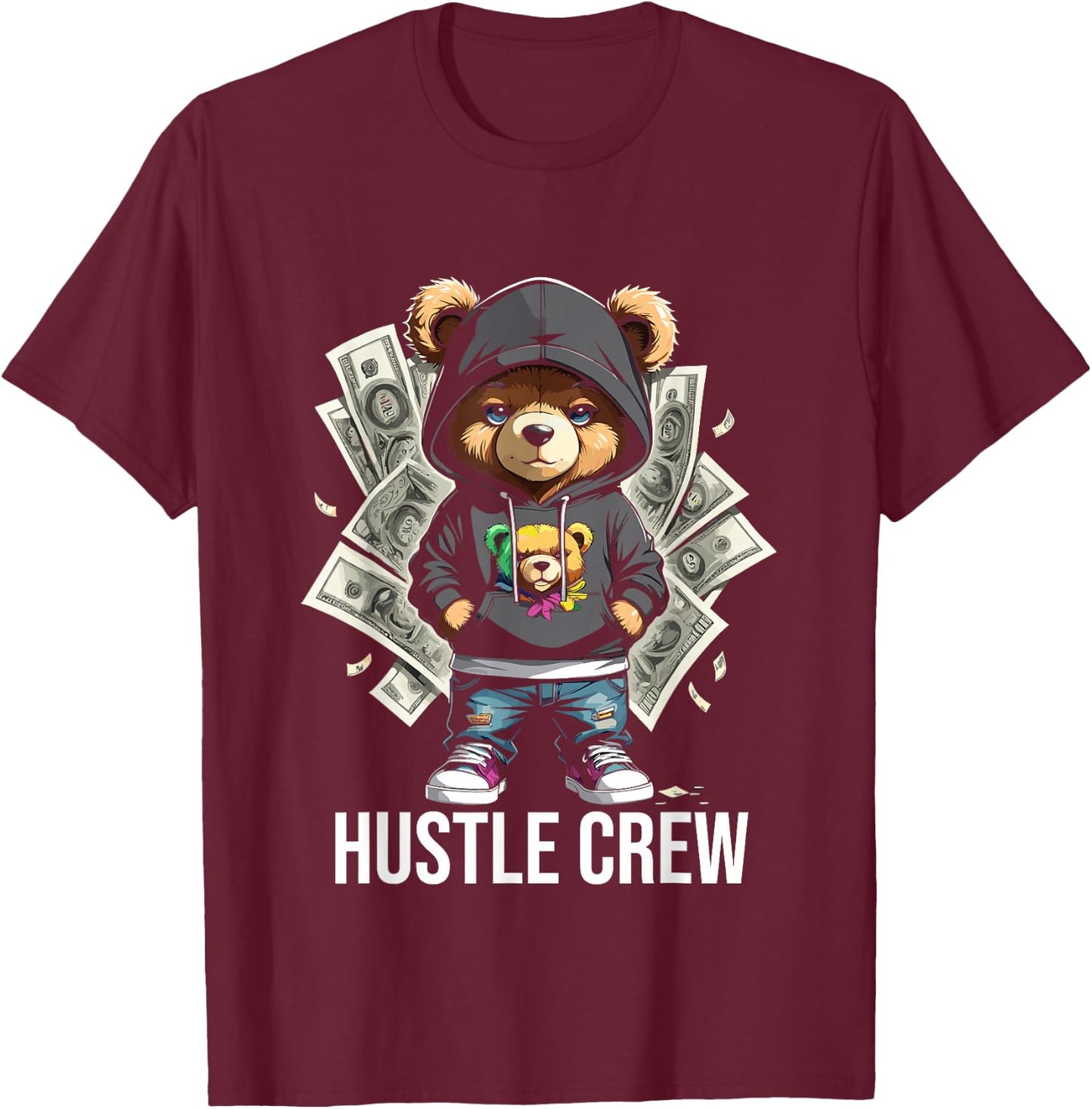 Teddy Bear Gangster in Cool Hip-Hop Outfit T-Shirt - T-Shirt | Maroon