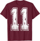 Number 11 Print On Back of Shirt Number 11 Numbered T-Shirt - T-Shirt | Maroon