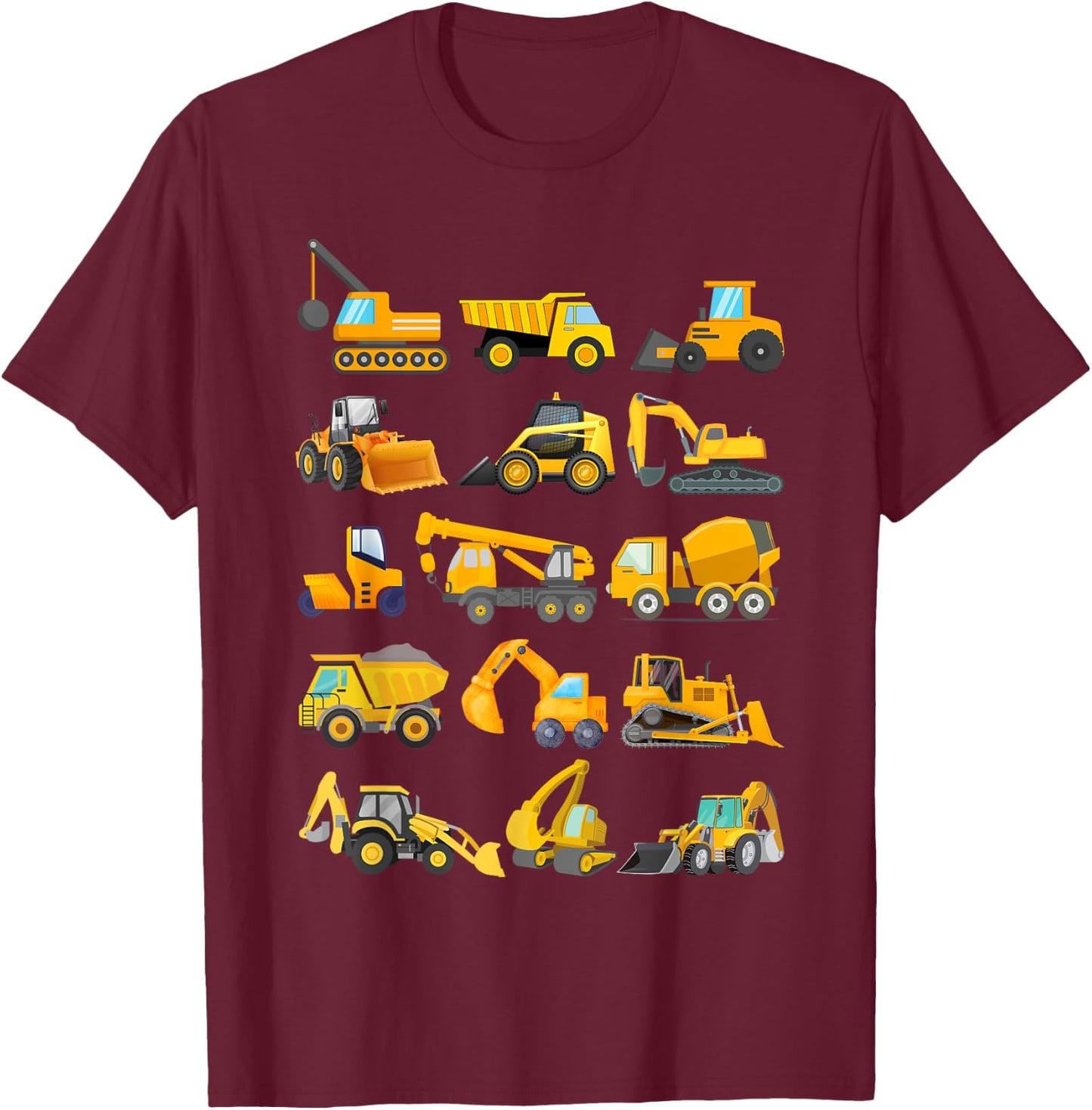 Construction Excavator Boys, Girls, Men, Women Construction T-Shirt - T-Shirt | Maroon