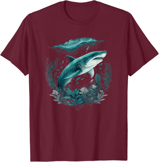 Fairycore Aesthetic Vintage Shark | Hammerhead Shark Graphic T-Shirt - T-Shirt | Maroon