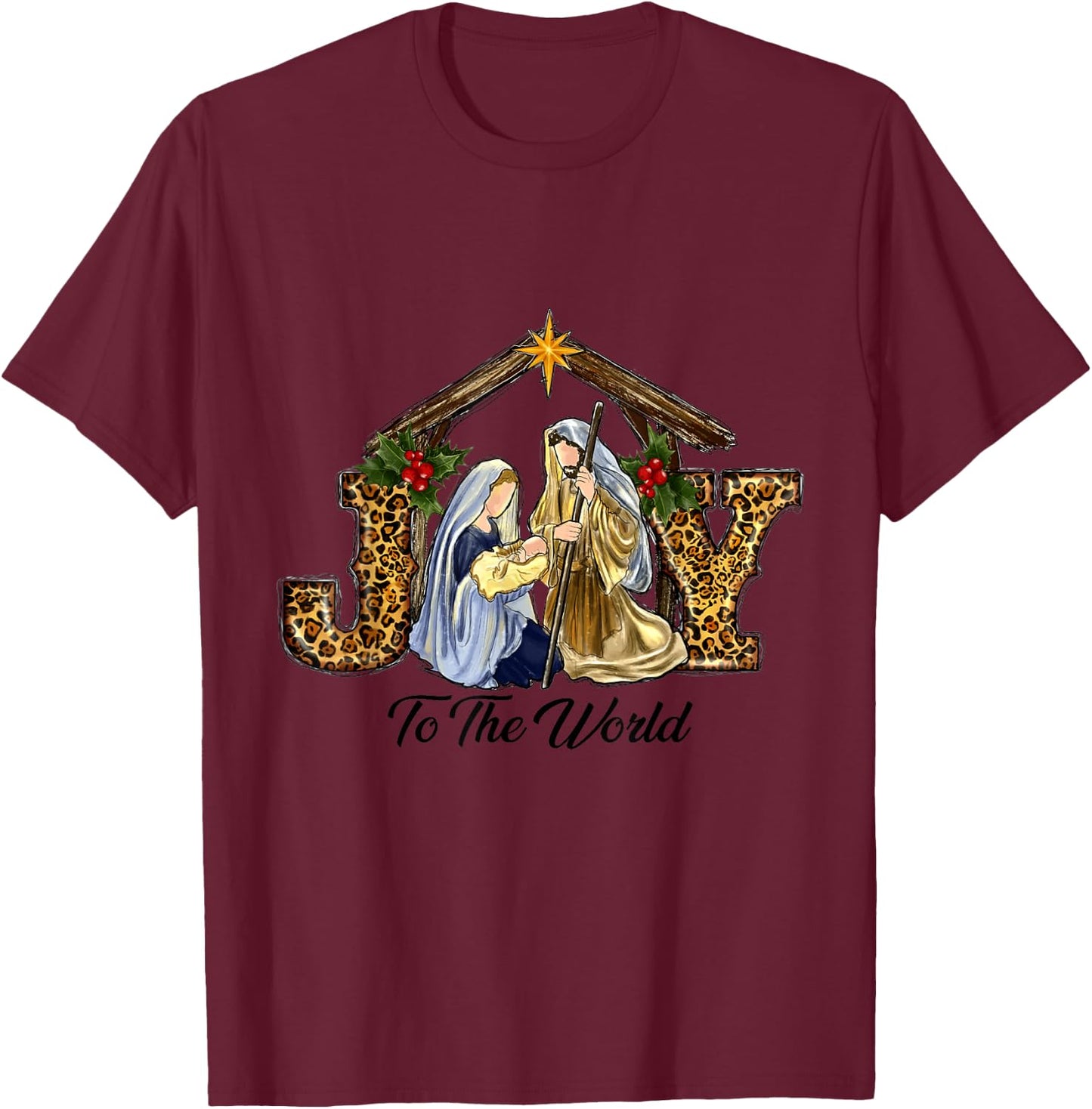 Christmas Joy To The World Baby Jesus Religious Christian T-Shirt - T-Shirt | Maroon