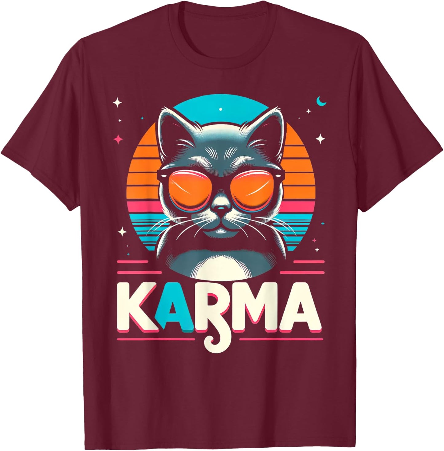 Karma Cat Women Girls Kids T-Shirt - T-Shirt | Maroon