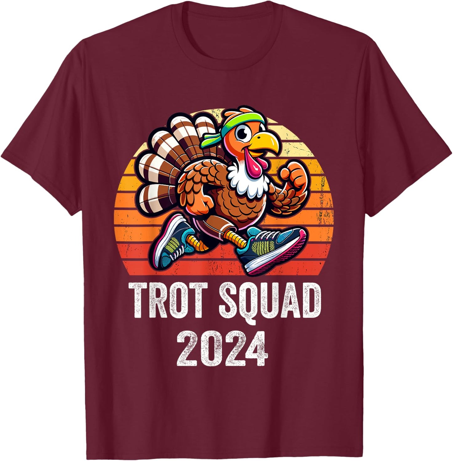 Thanksgiving Turkey Trot Squad 2024 Running Turkey Trot T-Shirt - T-Shirt | Maroon