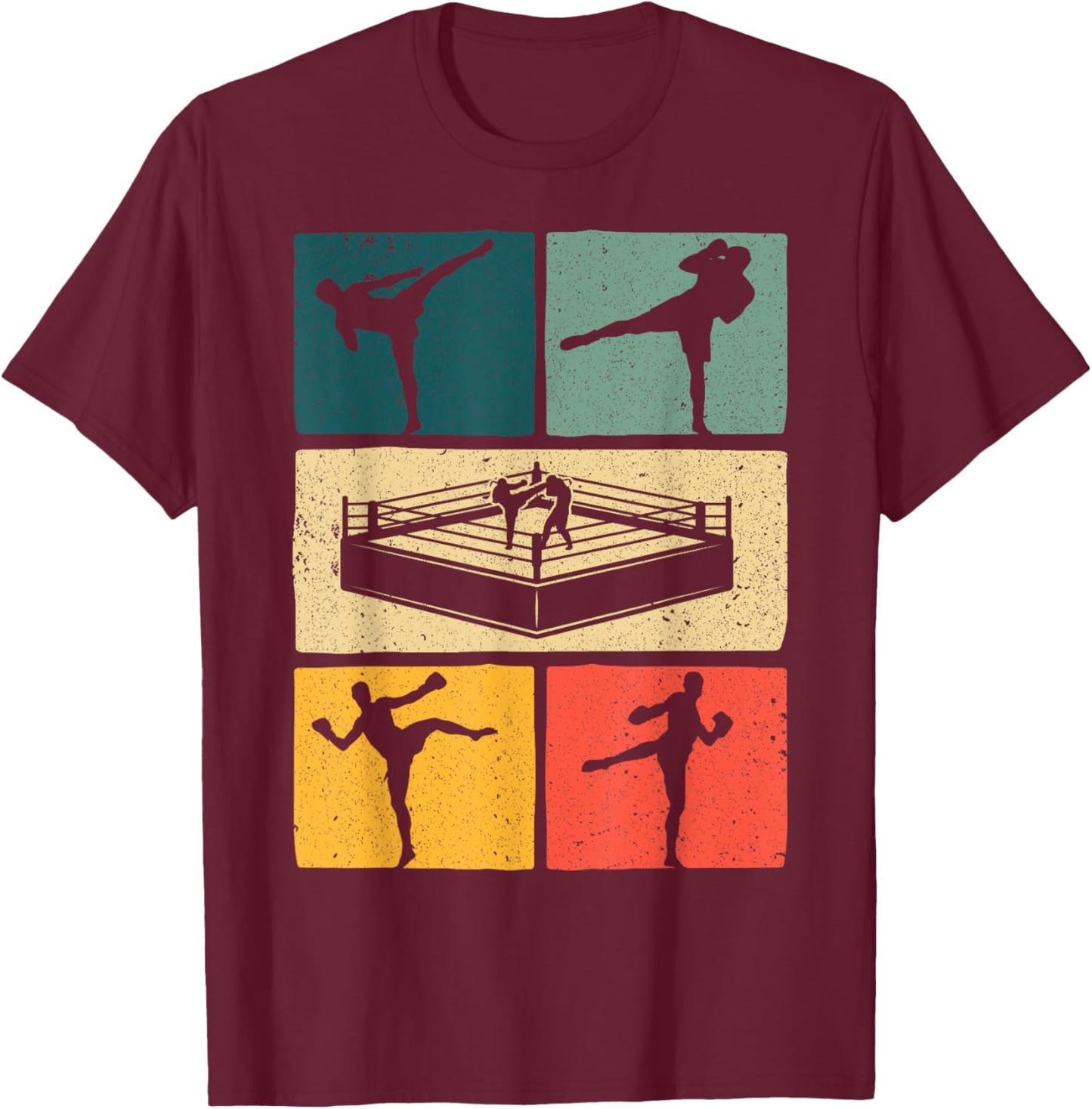 Vintage Kickboxing Art Women Kickboxer Sports Lover T-Shirt - T-Shirt | Maroon