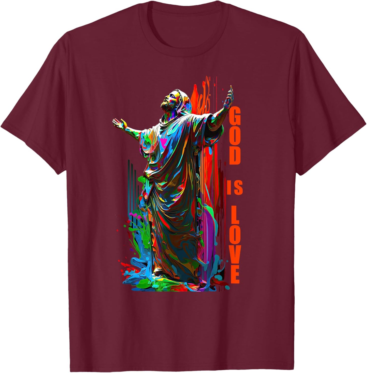 Christ God is Love Graffiti Design for Christian Jesus T-Shirt - T-Shirt | Maroon
