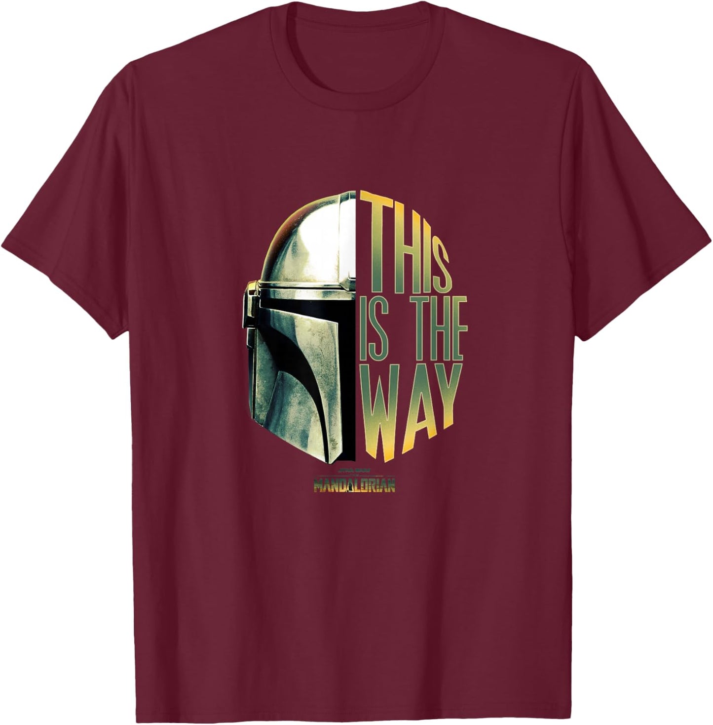 Star Wars: The Mandalorian This Is The Way Helmet Logo Stack T-Shirt - T-Shirt | Maroon