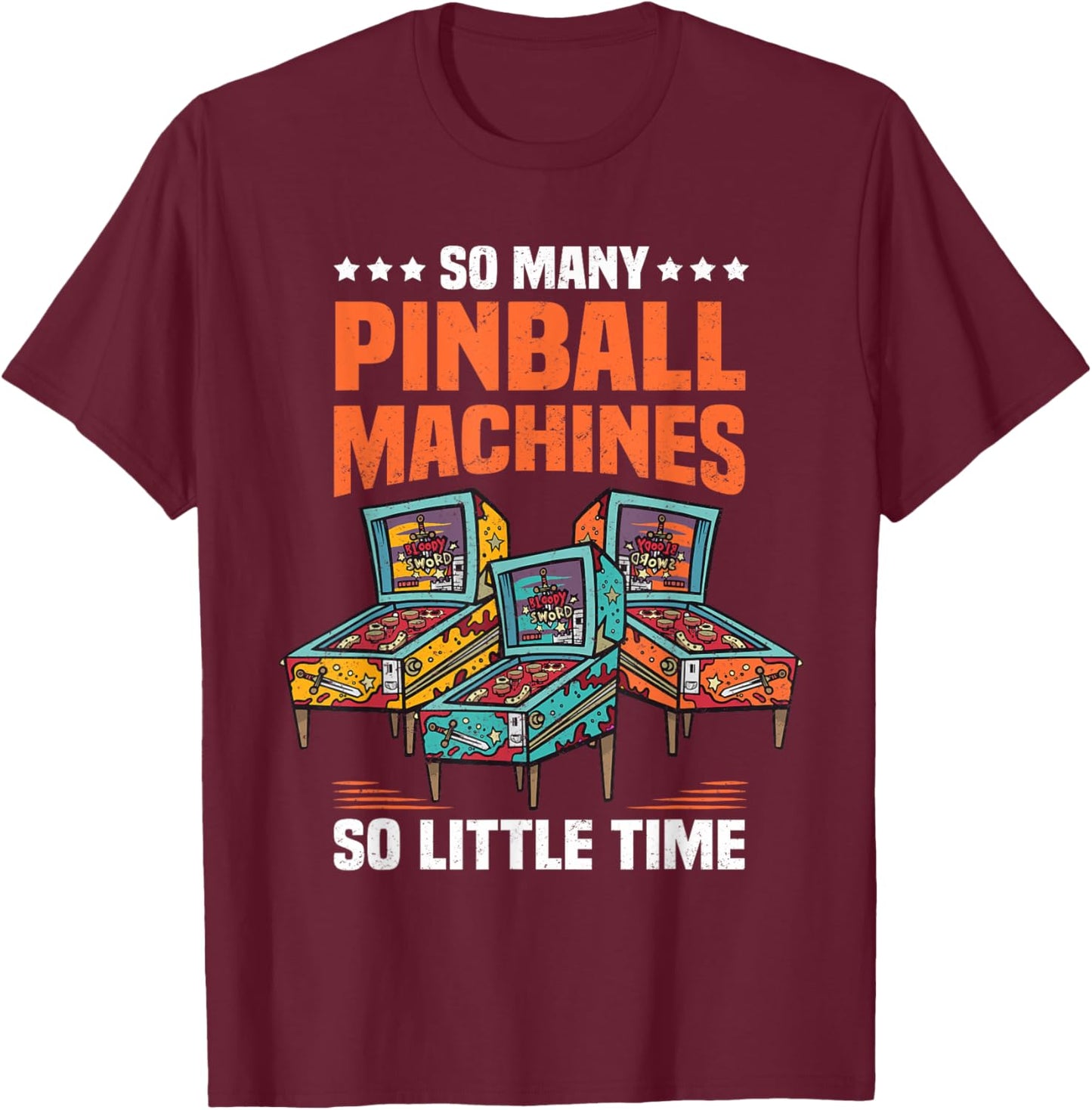 Pinball Machine Retro Gaming Pinball T-Shirt - T-Shirt | Maroon