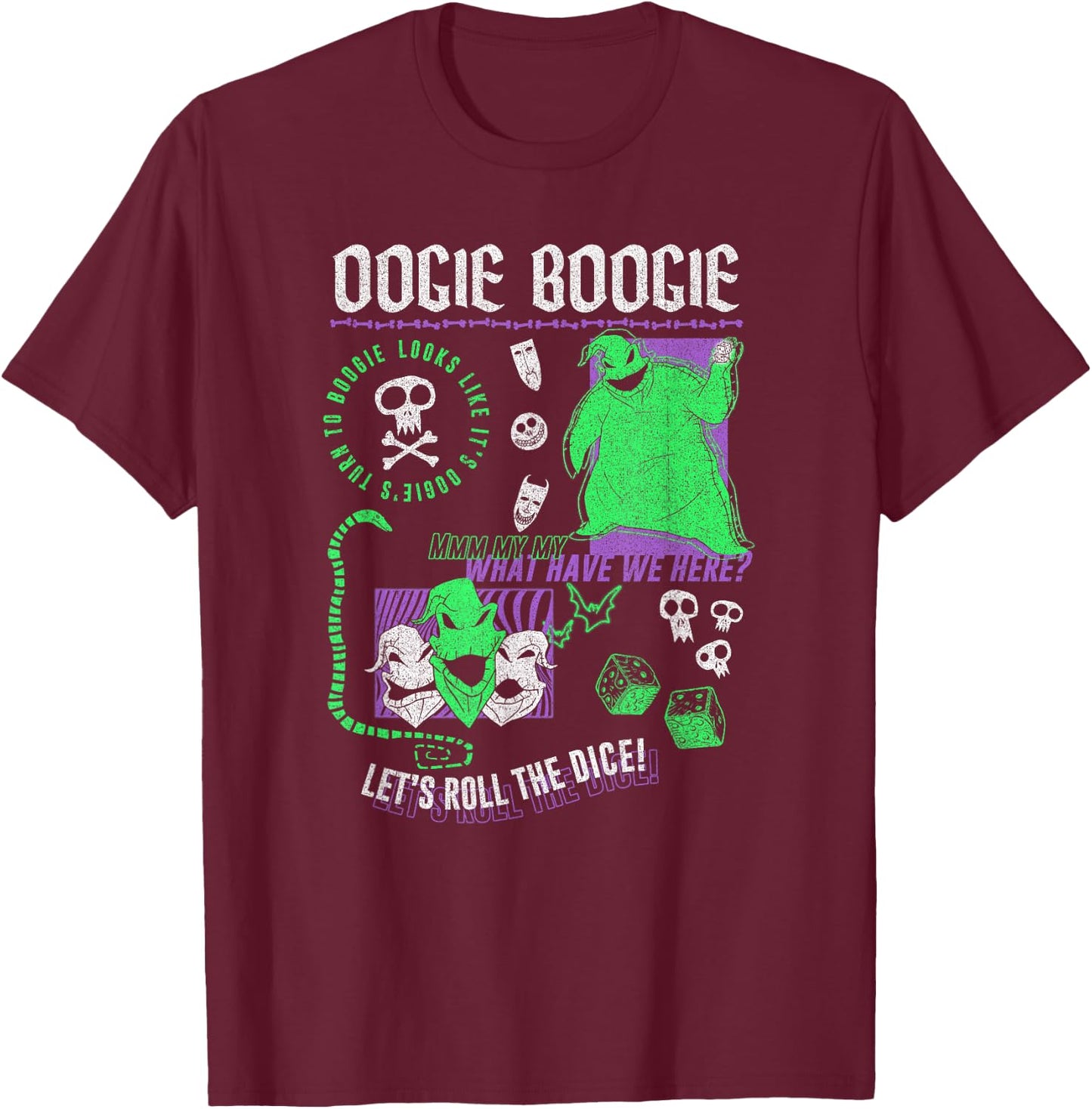 Disney The Nightmare Before Christmas Oogie Boogie Poster T-Shirt - T-Shirt | Maroon