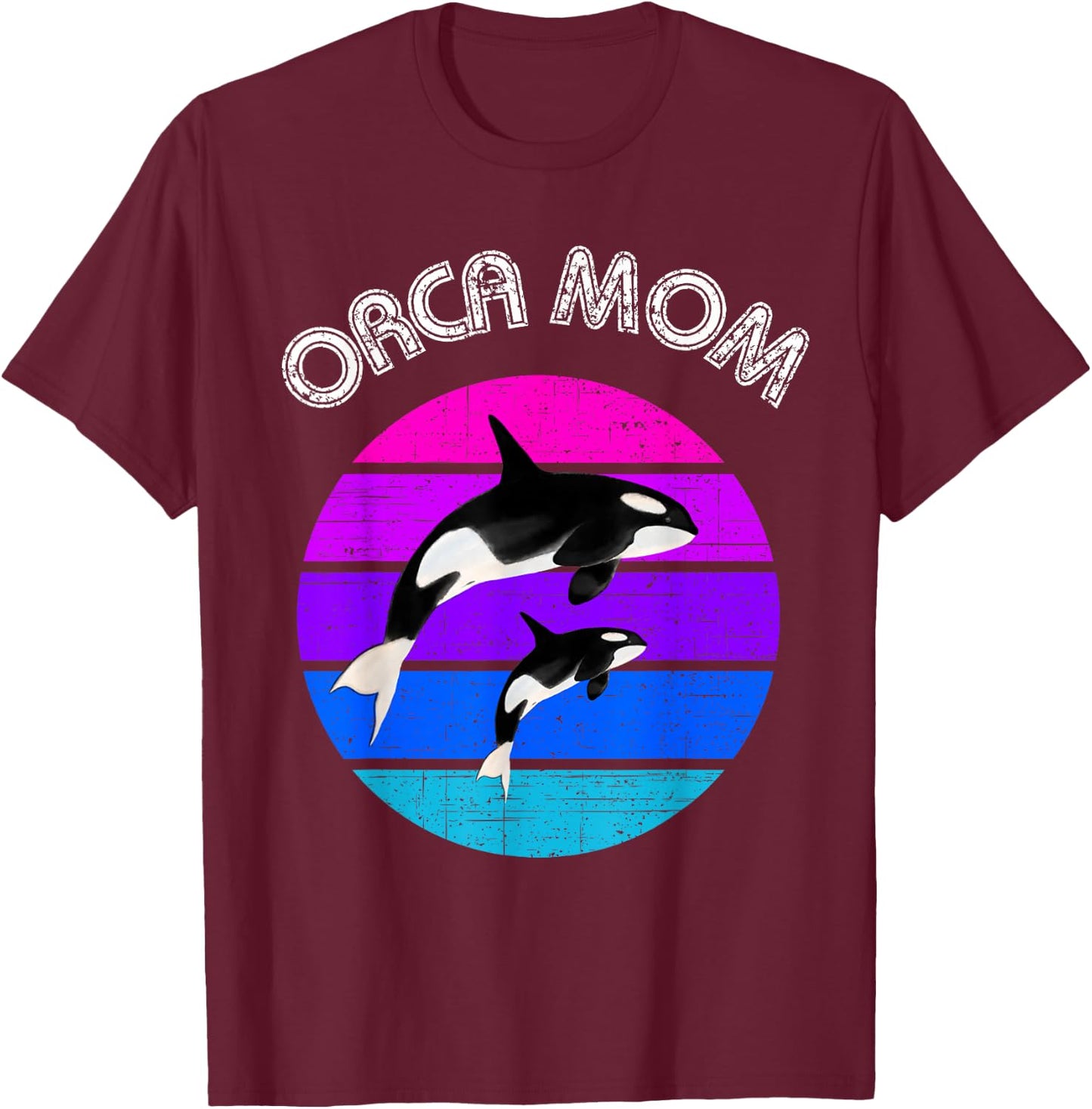 80s Orca Mom Retro Vintage Sunset T-Shirt - T-Shirt | Maroon