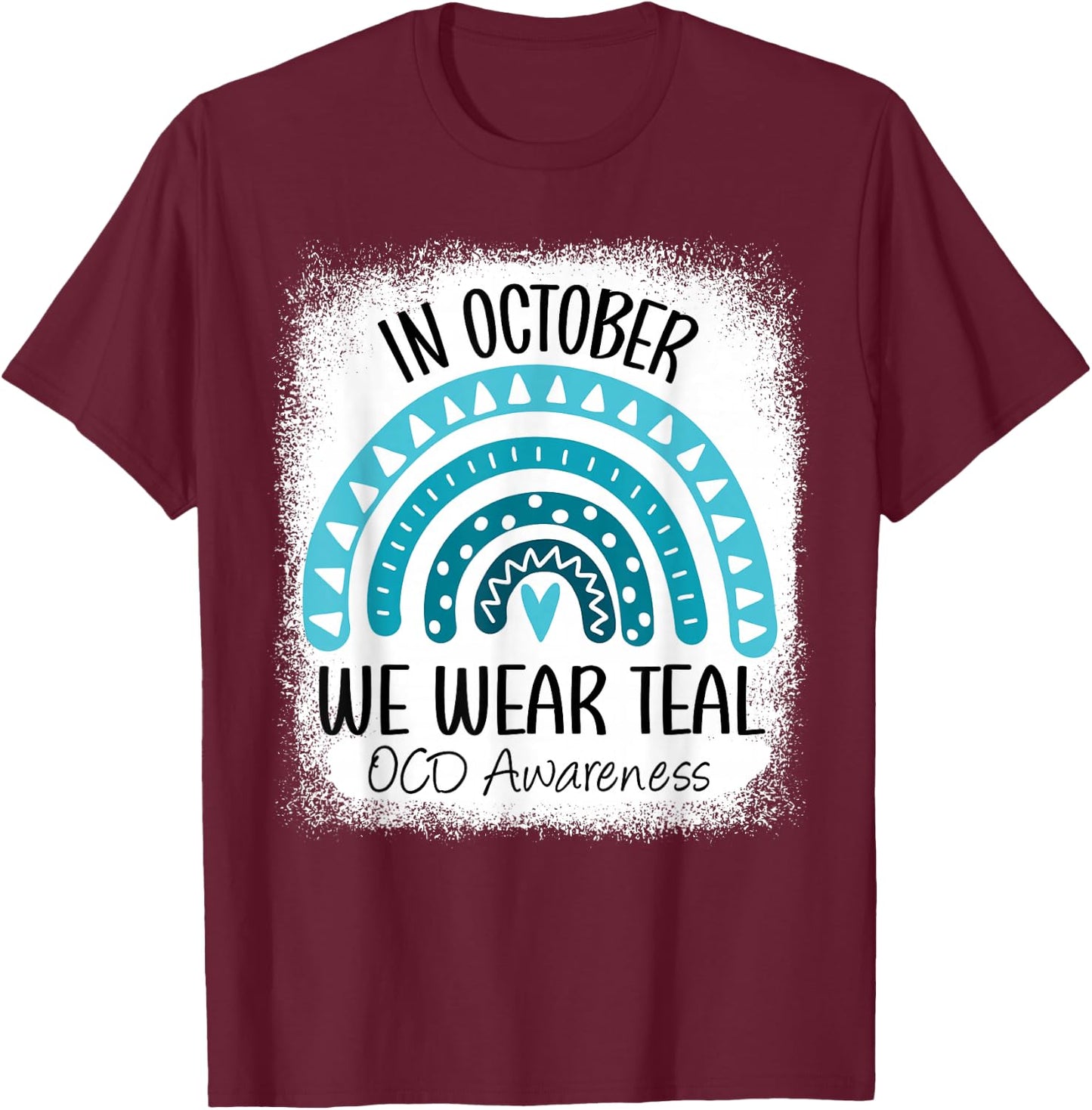 Rainbow Ribbon Obsessive-Compulsive Disorder OCD Awareness T-Shirt - T-Shirt | Maroon