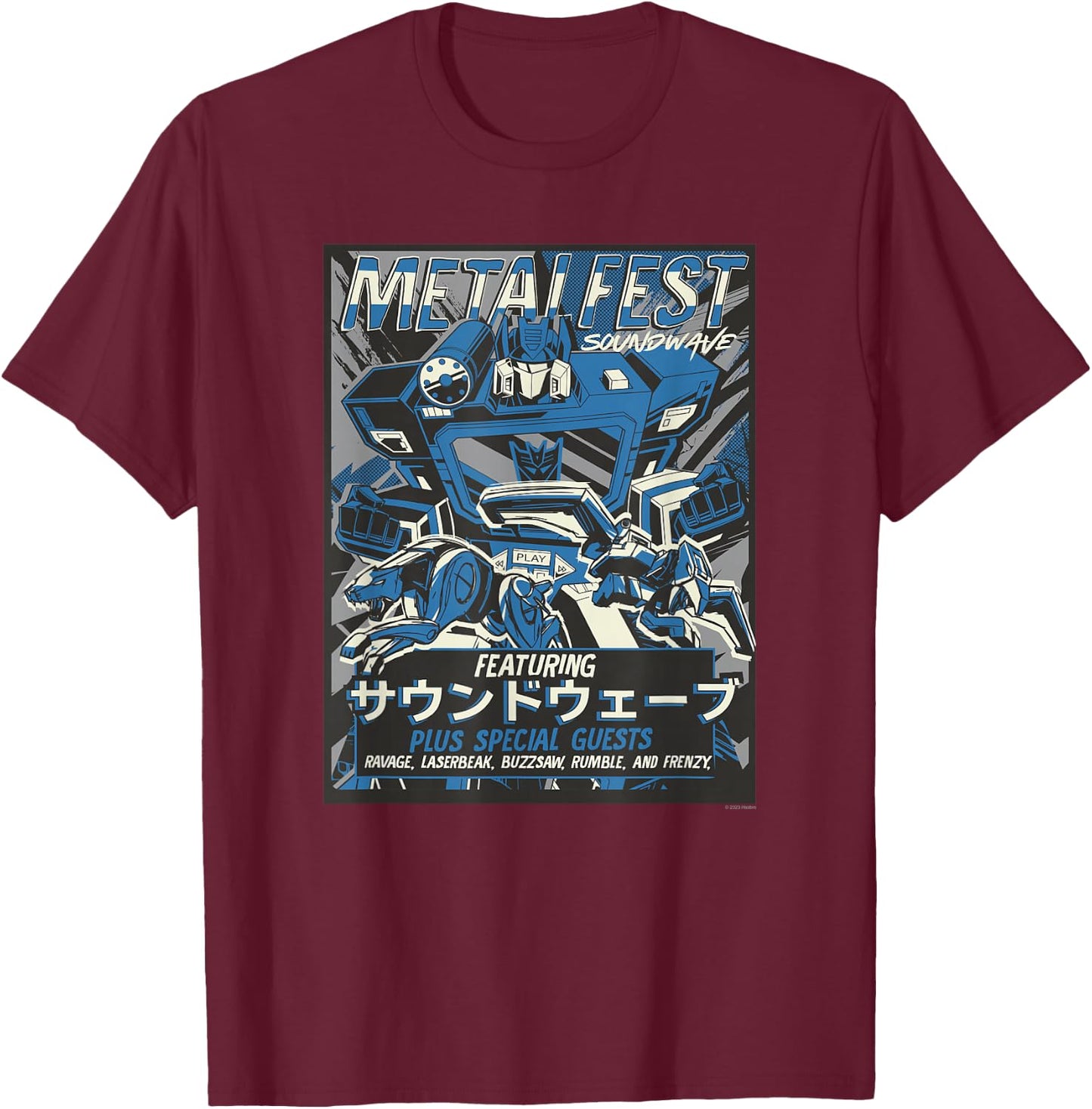 Transformers Metal Fest Soundwave Comic Style Poster T-Shirt - T-Shirt | Maroon