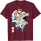 Samurai Cat Shirt - Retro Ninja Japanese Cat Shark Kanagawa T-Shirt - T-Shirt | Maroon