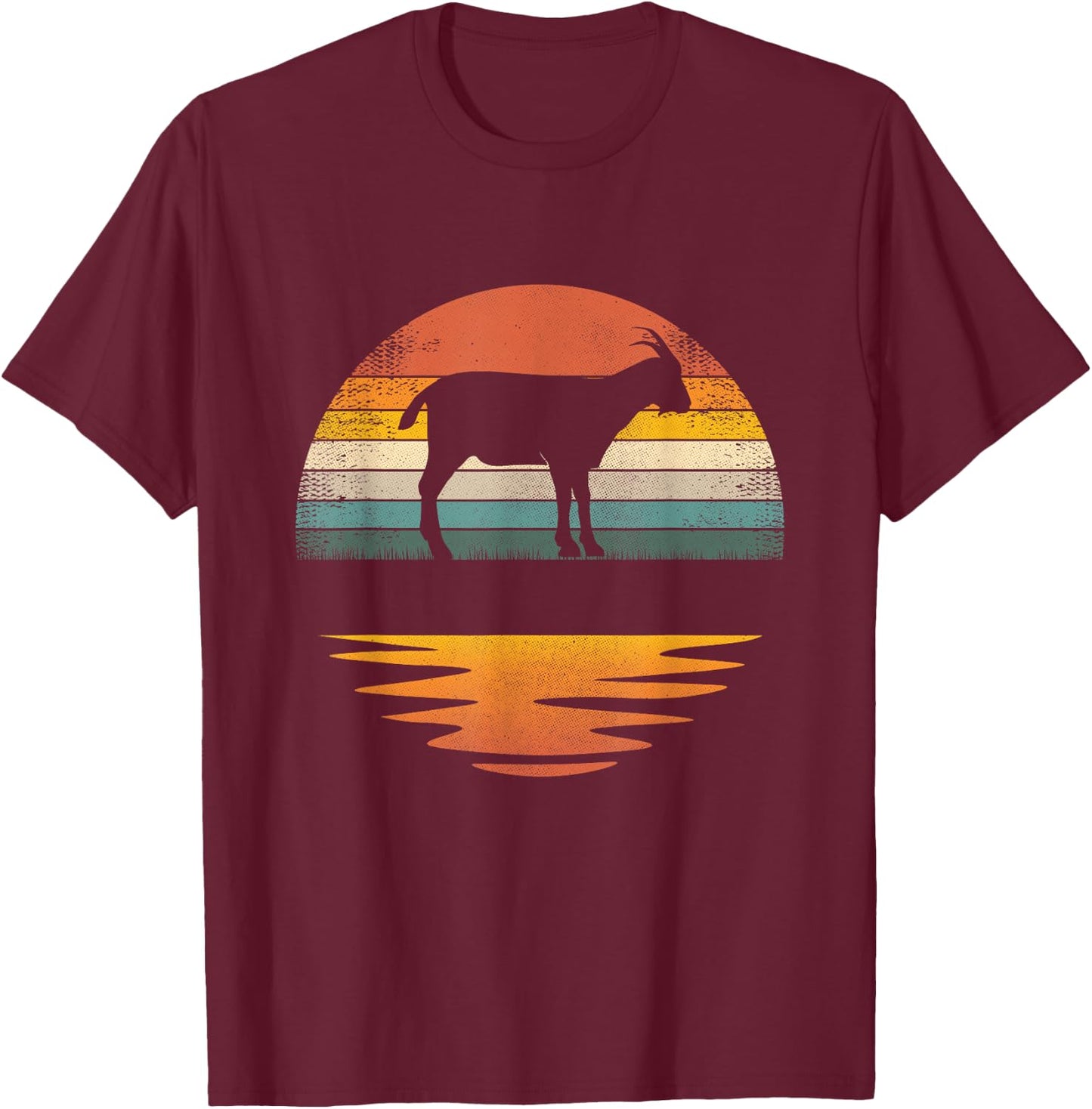 Goat Vintage Retro Sunset Goat Lover Men Women Kids T-Shirt - T-Shirt | Maroon