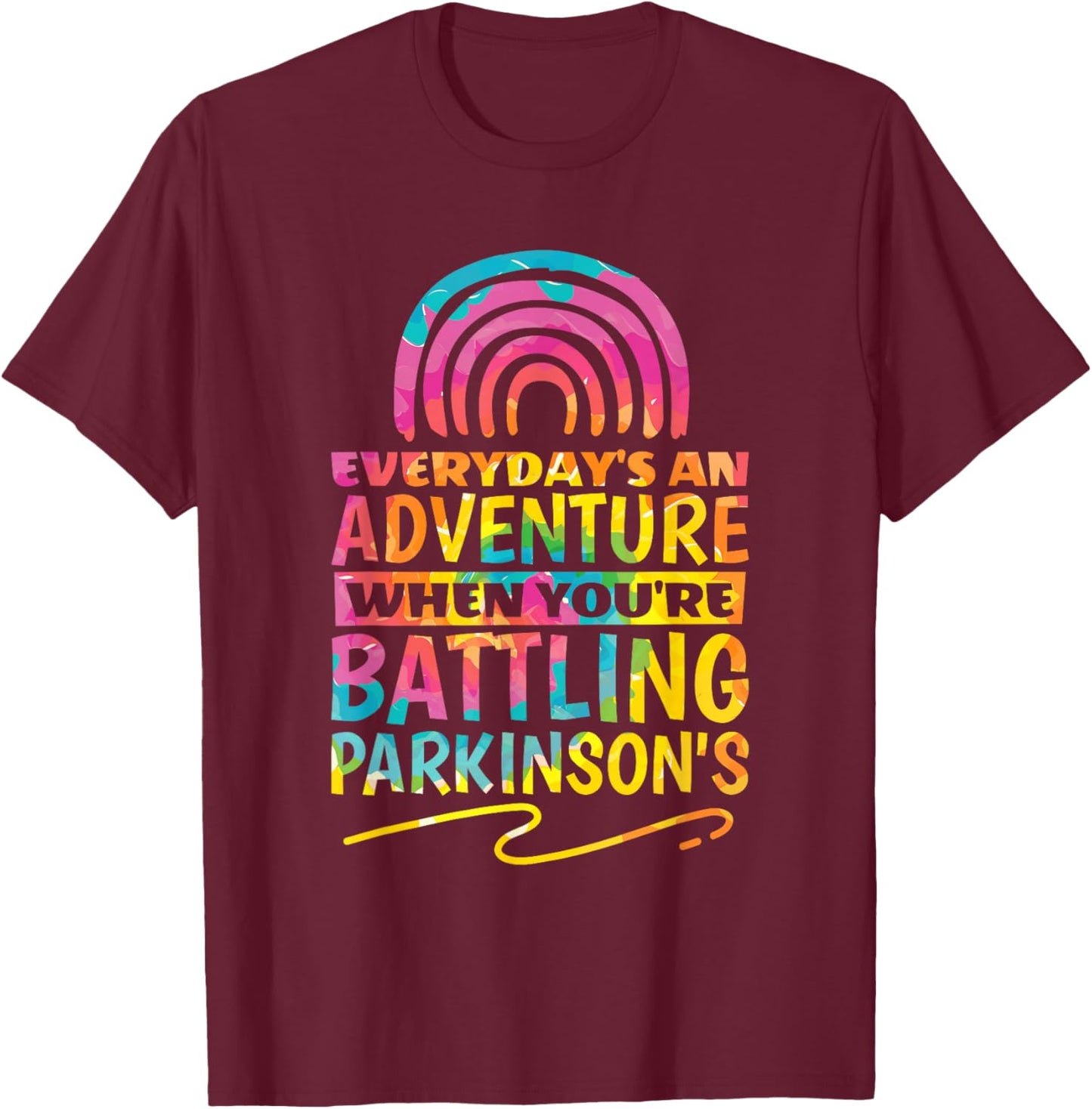 Parkinson Support & Parkinson Warrior Designs Parkinson Quote Design for Parkinson's Awareness Cotton Blend - Black, Small T-Shirt - T-Shirt | Maroon