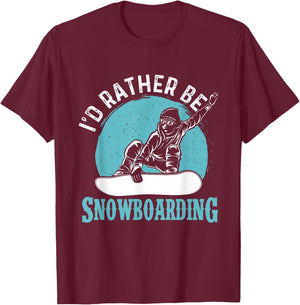 I'd Rather Be Snowboarding - Snowboard Lover Snowboarder T-Shirt - T-Shirt | Maroon