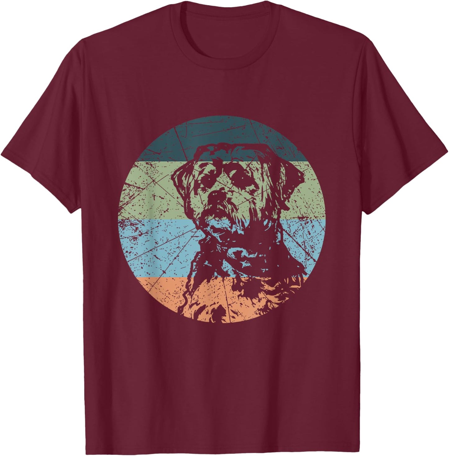 Retro Dog Silhouette - Vintage Shorkie T-Shirt - T-Shirt | Maroon