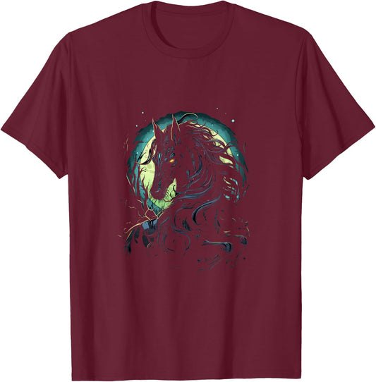 Gothic Horse Creepy Dark Horses Animal Goth T-Shirt - T-Shirt | Maroon