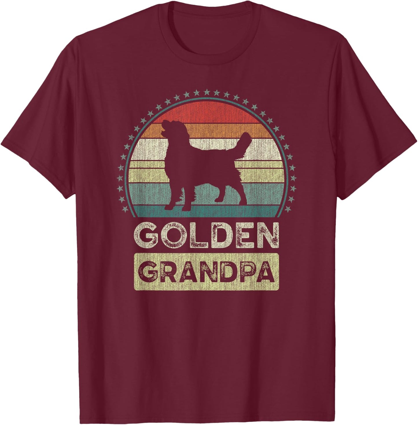 Golden Grandpa Father's Day, Golden Retriever Grandfather T-Shirt - T-Shirt | Maroon