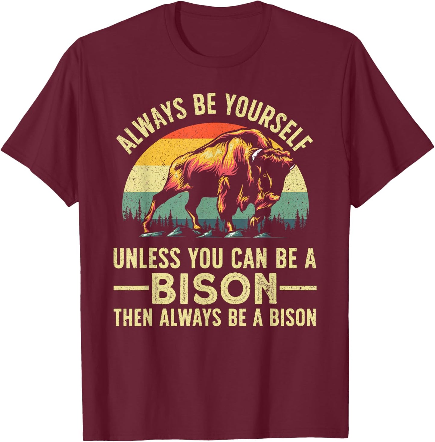 Best Bison Design Women Kids Buffalo Bison Lovers T-Shirt - T-Shirt | Maroon